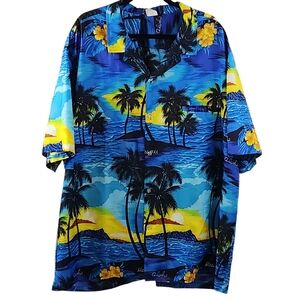 2/$30 Vintage Hawaiian Mens 4XL Shirt Button Tropical Cruise Beach Hawaii